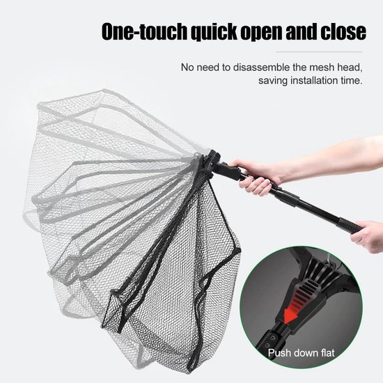 SnelShoppen - Maylatte Schepnet Voor Vissen Met Rubber - Telescopisch Landingsnet 90 Cm - Opvouwbaar Net Voor Trout, Zalm, Karp, Bas En Catfish — afbeelding 2