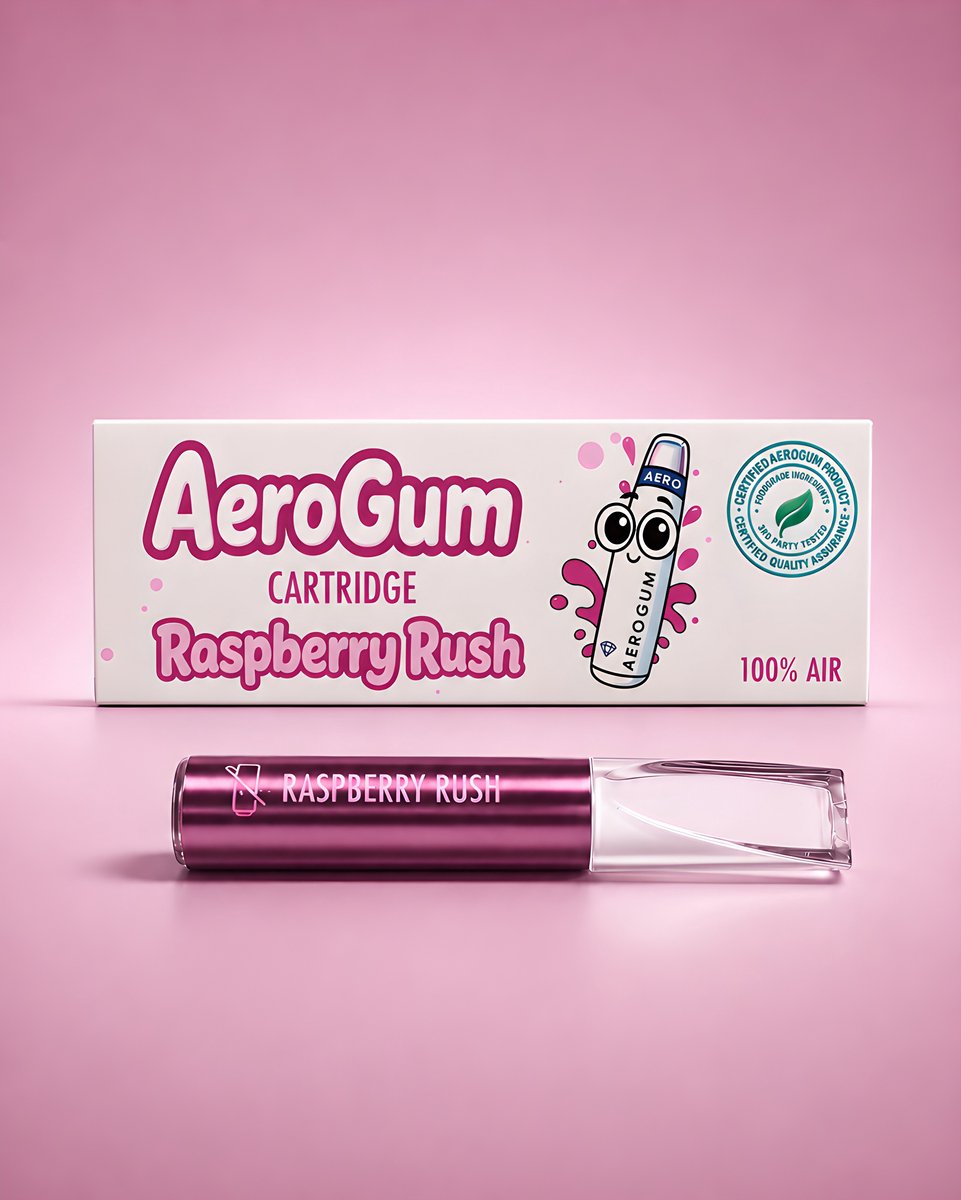 AeroGum® Flavor Cartridge – Nicotinevrije Aroma Inhaler – Hulp bij Stoppen met Roken & Vapen – Raspberry Rush Smaak – Geen Nicotine, Rook of Damp – Geen Batterij