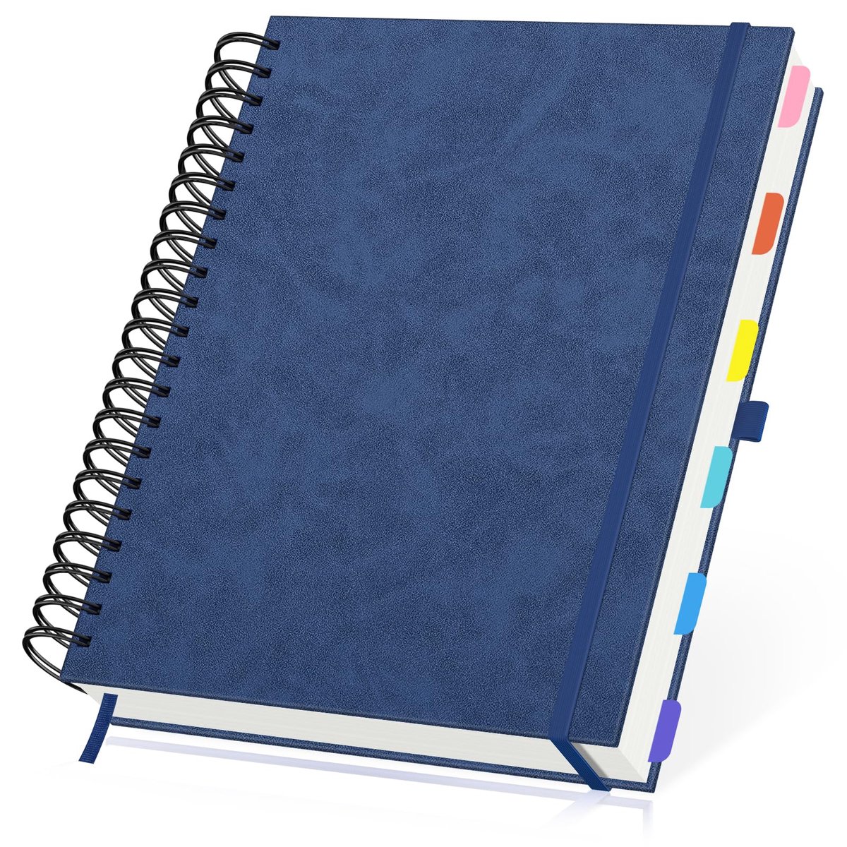 SnelShoppen - A4 Bloknotitieboek Gelinieerd - PU Leather Harde Kaft - 240 Pagina's - 21.6x28.5cm - 100gsm Vellen - Donkerblauw - Perfect voor School,