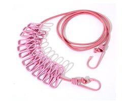 Camping Clothesline-180 cm, Travel Clothesline with Clips, Portable Elastic Clothesline, Extendible, Outdoor Holiday, Clothes Line for Travel, Dormitory, Camping Accessories, with 12 Clothespins
