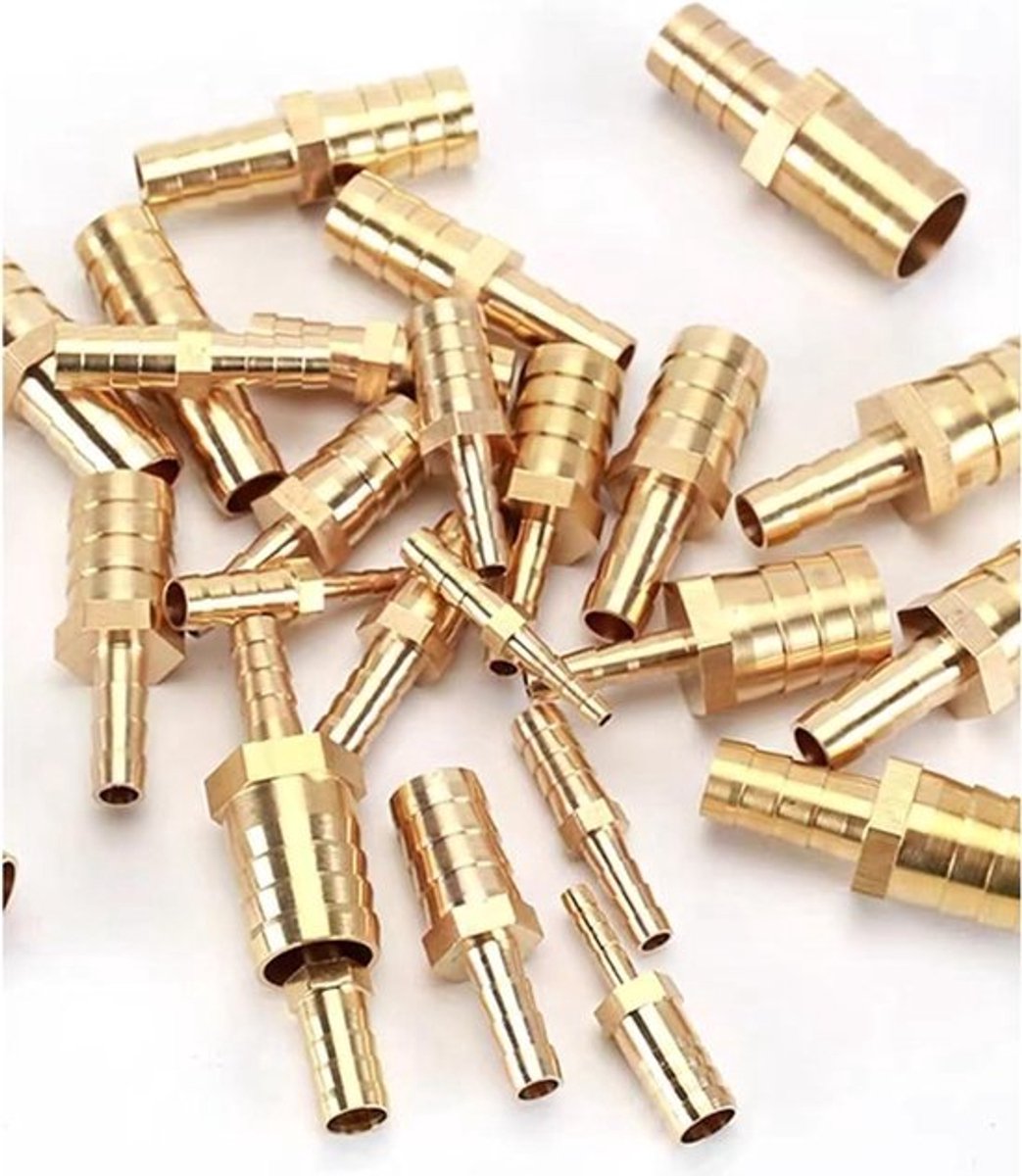 Slangconnector Messing - 19-16 mm Diameter - Metalen Slangfitting - Gas/Water/Lucht Slang - 2 Stuks - Duurzaam en Flexibel