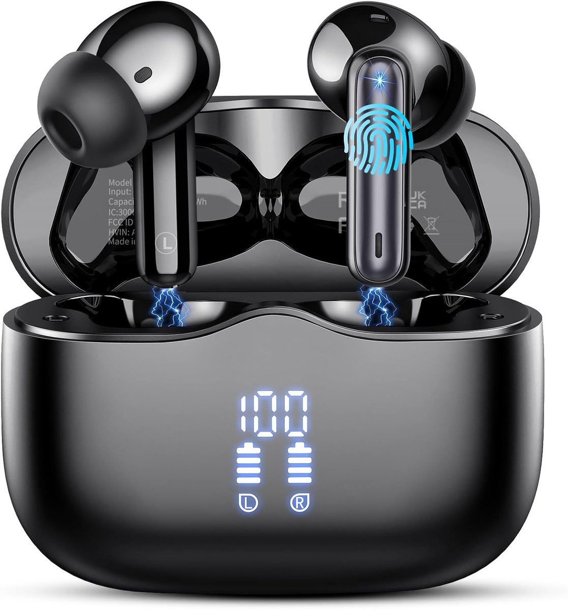 SnelShoppen - Bluetooth Hoofdtelefoon met Ruisonderdrukking, Krachtige Bassen, 45 Uur Speeltijd, 2-in-1 Case en Telefoonstandaard, IP54 Draadloos voor