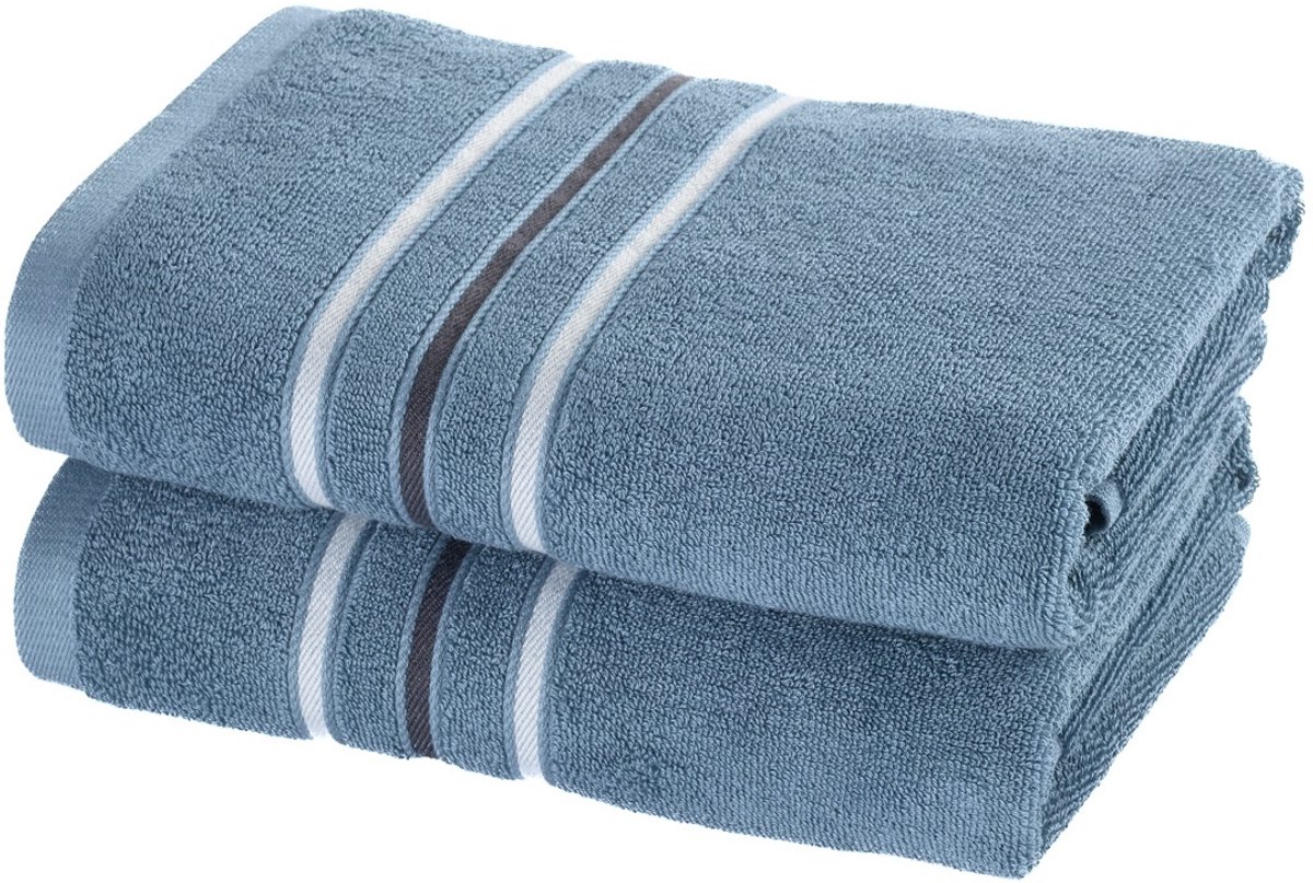 Moodit Handdoek Empress Stone Blue - set (2 st.) - 50 x 100 cm - Katoen