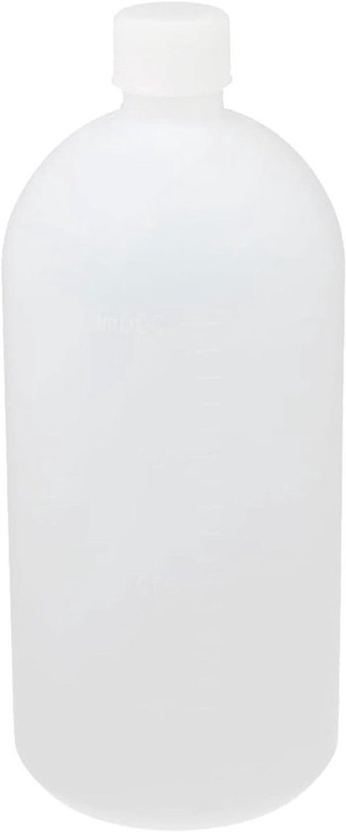 2 Stuks Plastic Reagentfles, Cilindrische Container met Schroefdop voor Vloeistofopslag, Ideaal voor Laboratorium en Chemisch Gebruik (Wit, 1000ml)