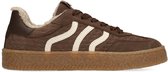 No Stress - Dames - Taupe suède sneakers met bontvoering - Maat 38