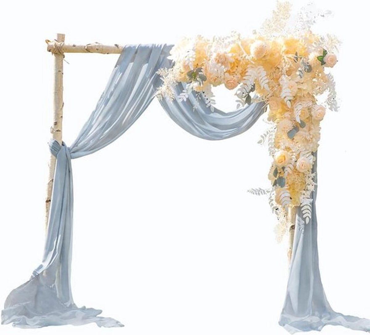 Mooie handgemaakte trouwbehang voor decoratie van trouwbogen en bedgordijnen in chiffon stof (rookblauw)