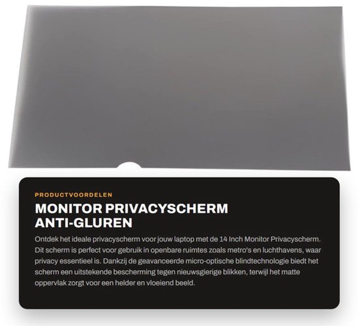Privacyscherm 14 Inch - Antireflectie - Micro-optische Blindtechnologie - Dubbelzijdig - Bescherming Ogen - Geschikt voor Openbare Plaatsen - Schermbeschermer