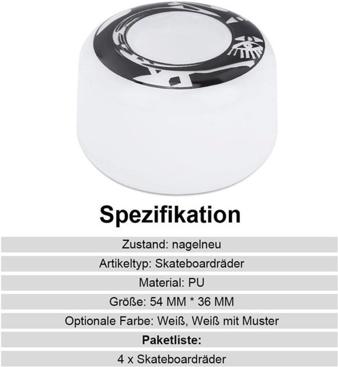 Skateboard wielen set 50 mm hoog PU vis design skateboard wielen - 4 stuks. Vervangingswielen met hoge elasticiteit, geschikt voor elektrische scooters.