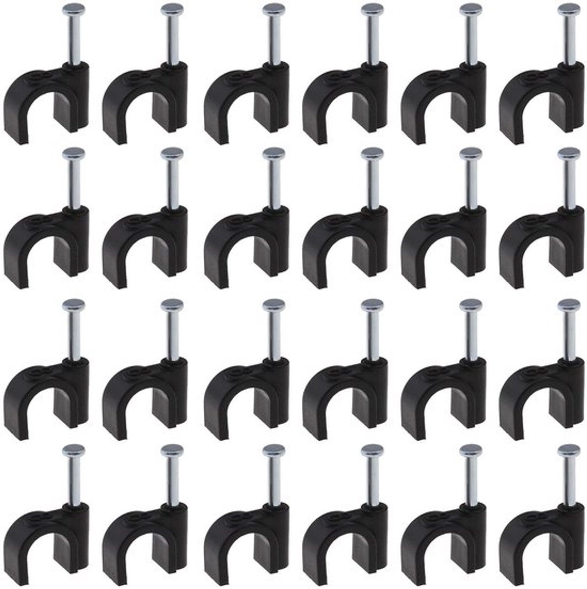 Ronde kabelclips - Kabelbevestiging - Tijd- en ruimtebesparend - Zwart - Voor diverse kabels - Geschikt voor TV, telefoon, USB en netwerken
