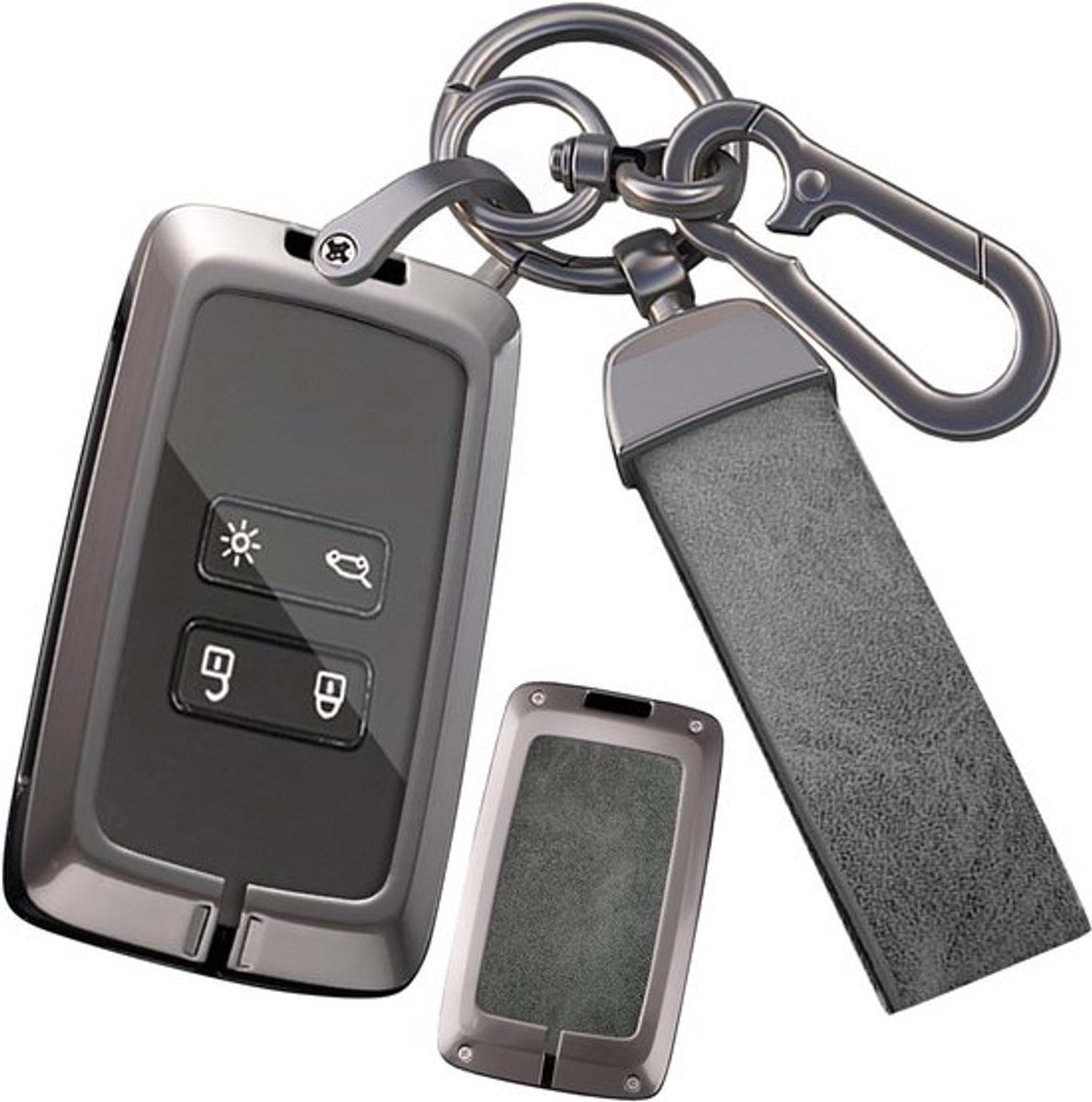 Beschermende Sleutelhoes voor Dacia Bigster, Duster en Jogger - Metaal, Keychain, Geschikt voor 4 Sleutels, Grijs