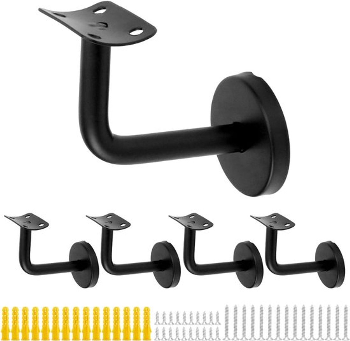 5 stuks RVS leuningbeugels - zwart - 60x80 mm gebogen steun voor trap en balustrade