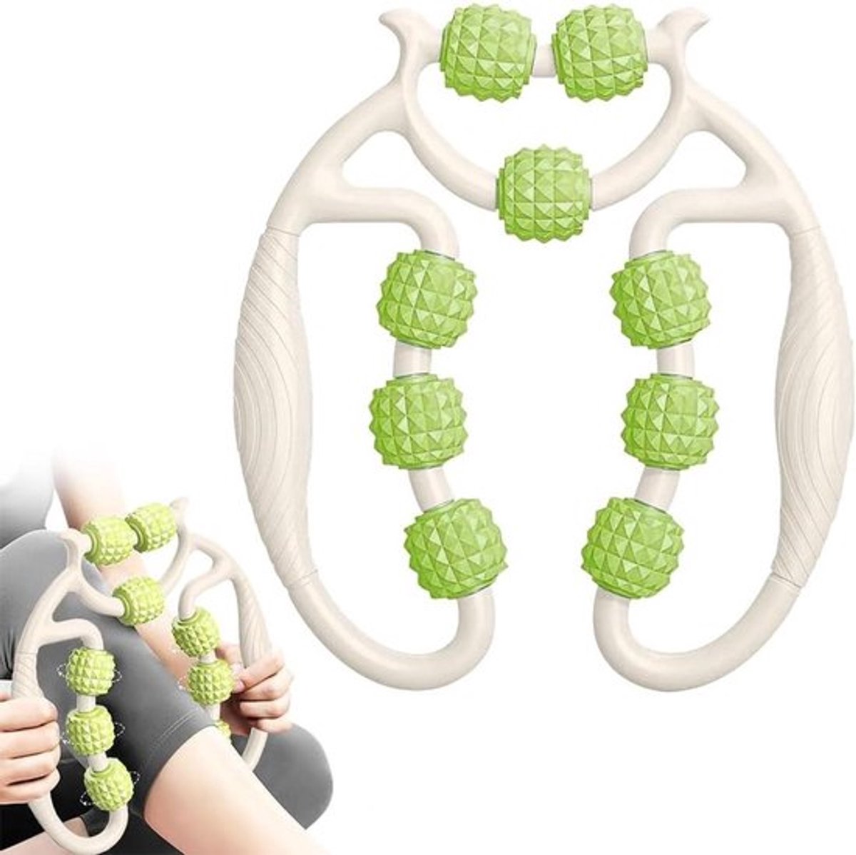Diepteweefsel Massageroller met 9 Wielen voor Beenmassage - Nieuwe Massageroller voor Benen - 360 Graden Triggerpoint Massagerol