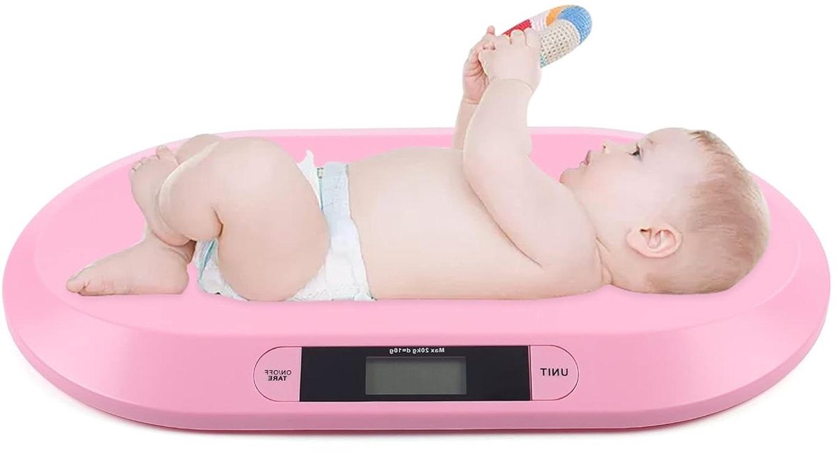 Babyweegschaal - Digitale weegschaal - Groei volgen - Hoge nauwkeurigheid - Tot 20 kg - Roze
