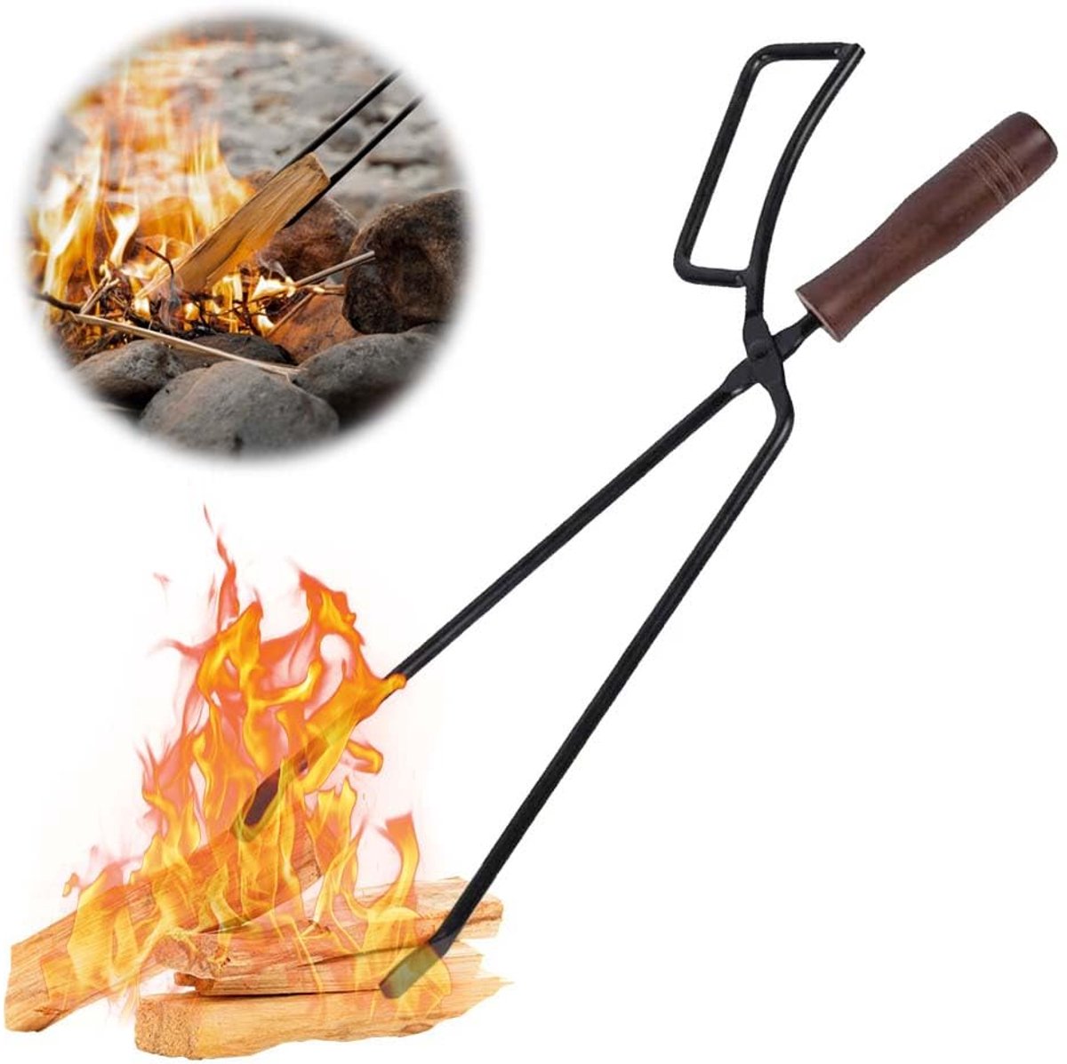 SnelShoppen - Haardtang 40 cm - Zware Belastbare Brandhouttang - Log Klauwgrijper voor Houtkachel en Kampvuur - Haardbestek voor Buiten, Tuin en Kache