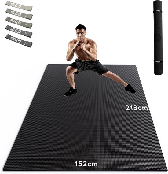 XXL Sportmat - Fitness mat - Thuis sporten - Dubbelzijdig antislip - 213x152 cm - Grijs — afbeelding 4