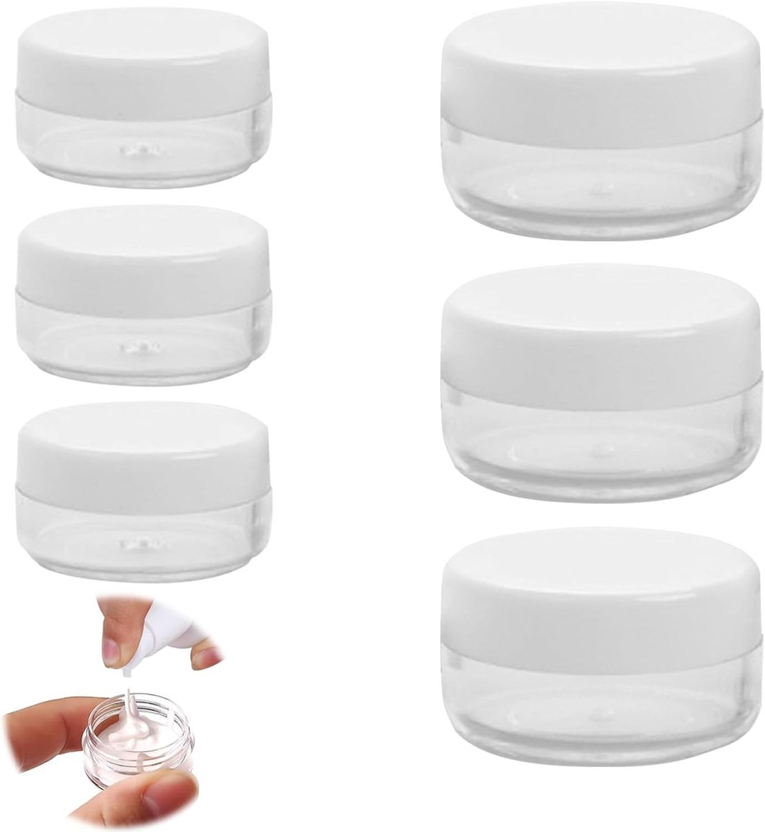 6 Stuks Lip Balm Cream Containers met Deksel - Plastic Jars voor Crèmes, Zalf en Lotion Vullingen
