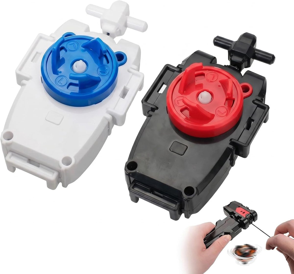 Launcher Set voor Battle Spinners - 2 Stuks, Touw Launcher met Trekkoord, Geschikt voor X Series en Toll Arena Accessoires in Zwart en Wit