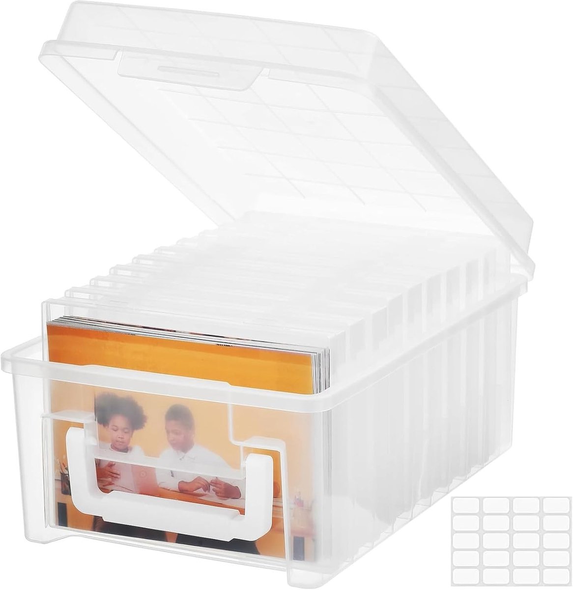 Foto-opbergdoos met Handvat, 14 x 19 cm, Foto-organizer met 10 Binnenhouders, Ideaal voor Foto's, Kaarten en Creatief Gebruik