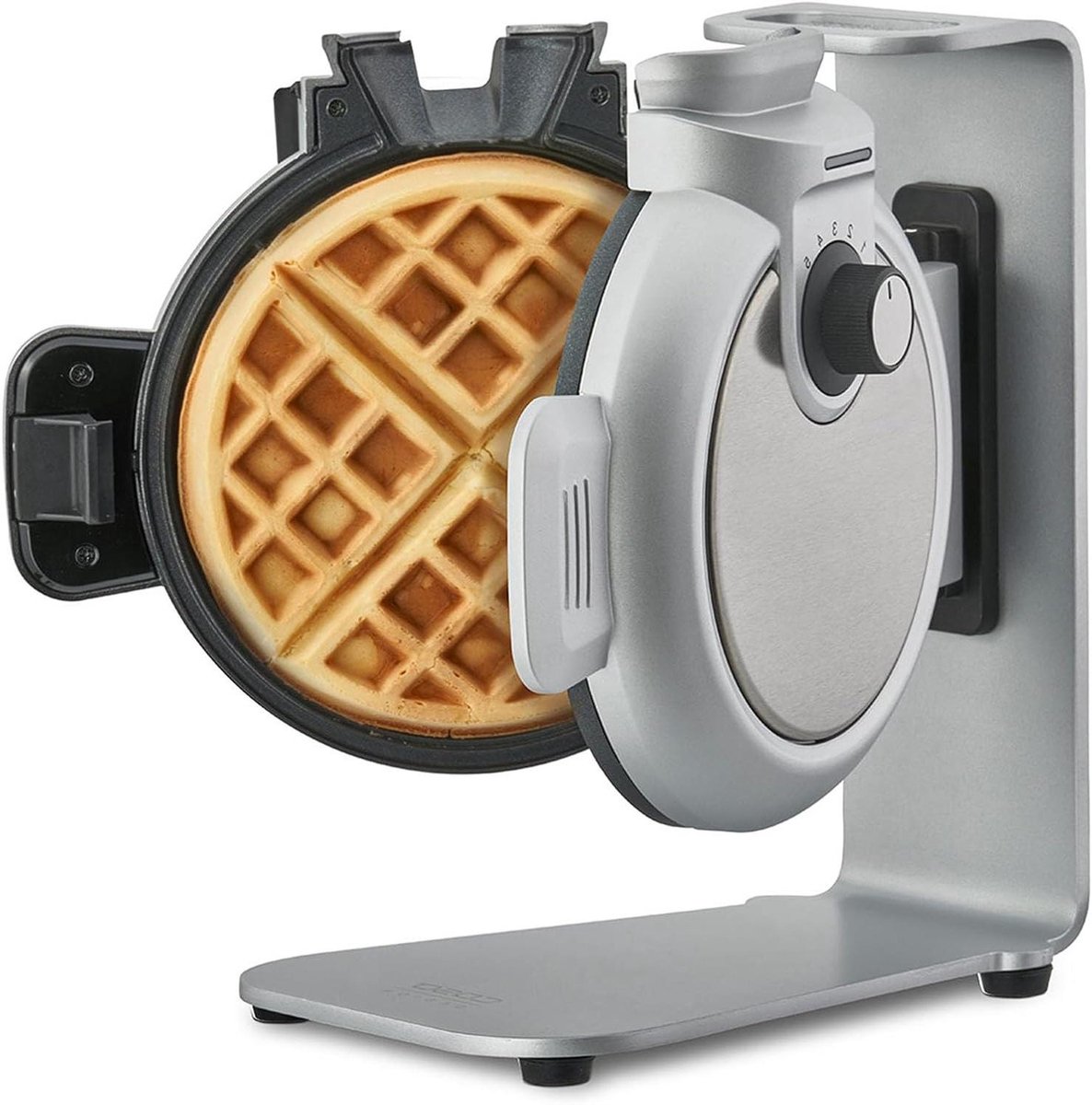Verticaal Wafelijzer - Belgische Wafels - Zoete Hartige Snacks - Geen Overtollig Deeg - 18 cm Doorsnee - Zilver