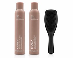 L'Anza Healing Volume Final Effects Finishing Spray 2 x 350 ml + Tangle Teezer Wet Detangler – Extra Hold & Glans
