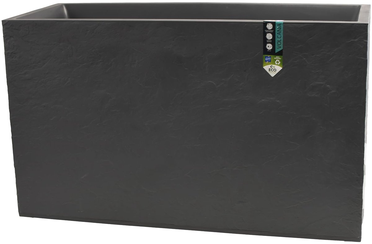 SnelShoppen - Decoratieve Imitatie Steen Muret Volcania 116l - Wateropslagzone voor Tuin en Buiten - Antracietgrijs 99,5 x 39,5 x 60 cm
