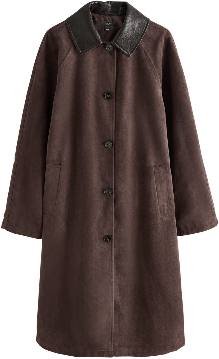 Next - Dames - Trenchcoat van imitatiesuède - Bruin