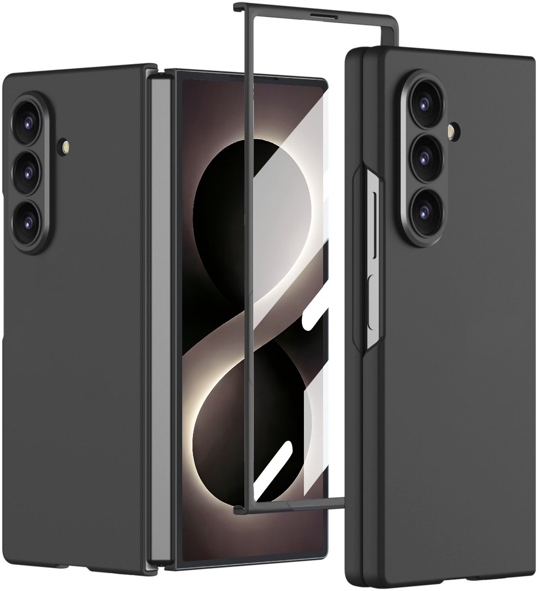 Casemania Hoesje Geschikt voor Samsung Galaxy Z Fold 8 Ultra - Zwart - Ultradun Hardcase - Back Cover met Ingebouwde Screenprotector - Matte Telefoonhoesje met Camera Bescherming - Slim Fit