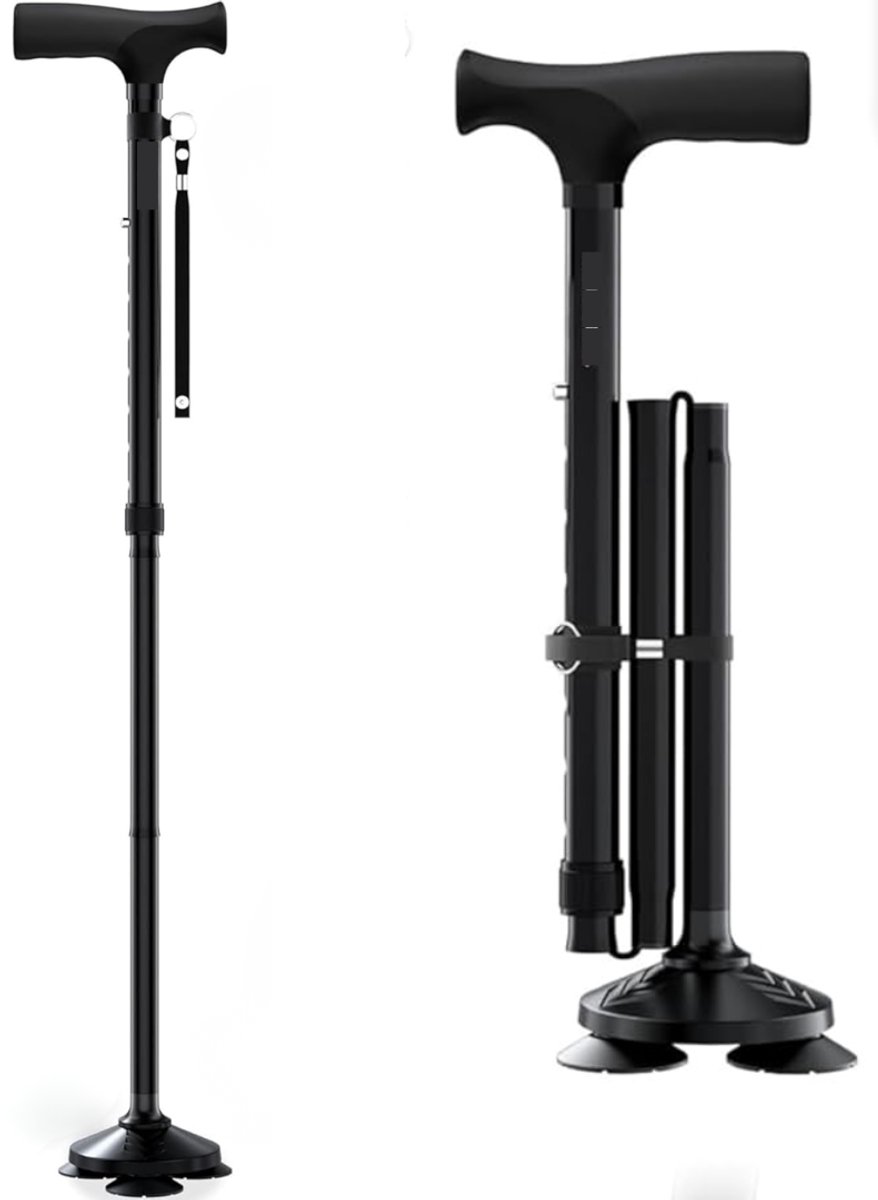 ApexArte® Wandelstok Opvouwbaar - Wandelstokken Dames en Heren -Zwart