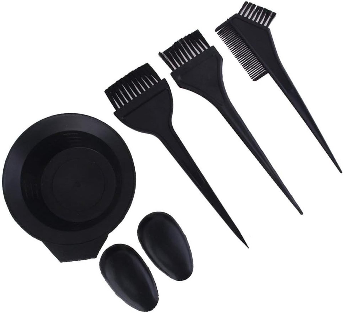 Haarverf Set met 2 Haarborstels, 2 Oorbeschermers, 1 Zijkam en 1 Mengkom - Perfect voor Thuisgebruik en Professionele Kappers