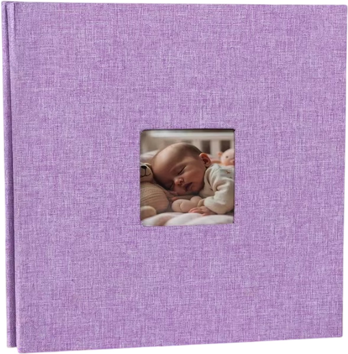 Groot Zelfklevend Fotoalbum Baby – DIY Fotoboek met Plak Pagina’s, Baby Groeiboek voor Foto Herinneringen, Familie Fotoalbum en Creatieve Scrapbooking - Paars