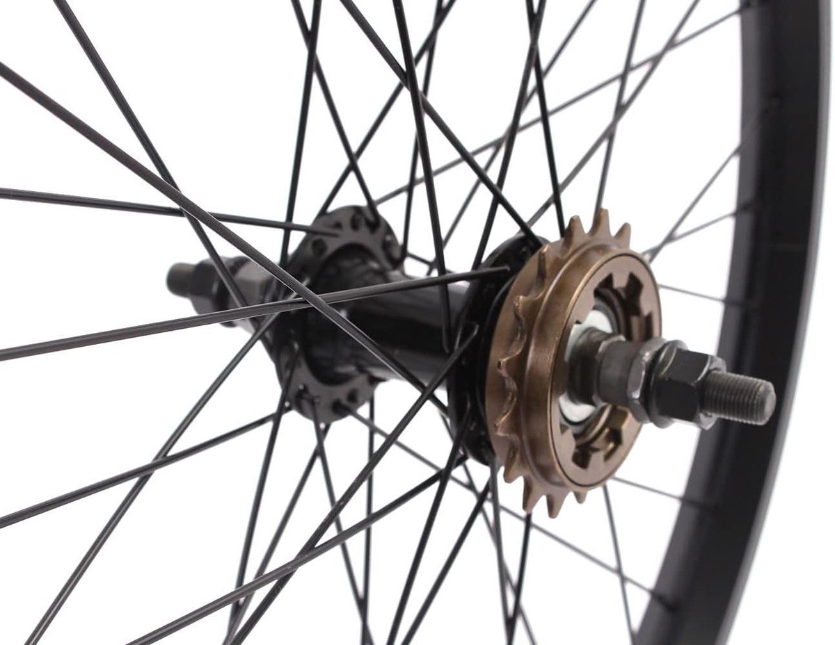 BMX Achterwiel - Fietswiel - Fietsen Onderhoud - Sterke Aluminium Velg - 20 Inch - Zwart
