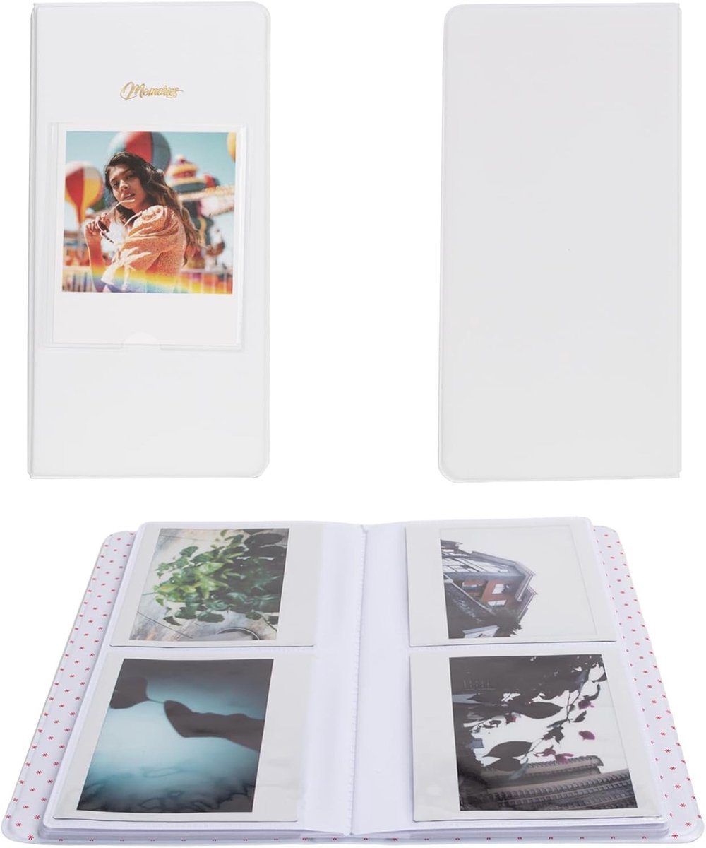 Fotoalbum voor Instax Wide210/Wide300/Wide400 Camera, 64 Pockets voor Polaroid Foto's, 32 Pagina's, Wit, 23.5 x 12 x 2 cm, Perfect voor Herinneringen en Foto-opslag