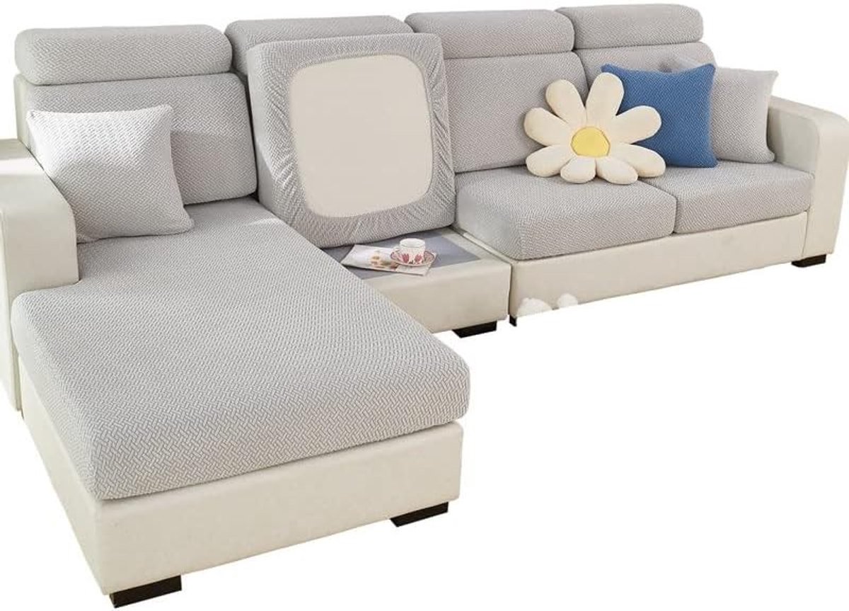 Stretchbare Sofabescherming, Universele Elastische Anti-Slip Hoes voor L-vormige Bank, Meubelbeschermer voor Sofa en Chaise Lounge