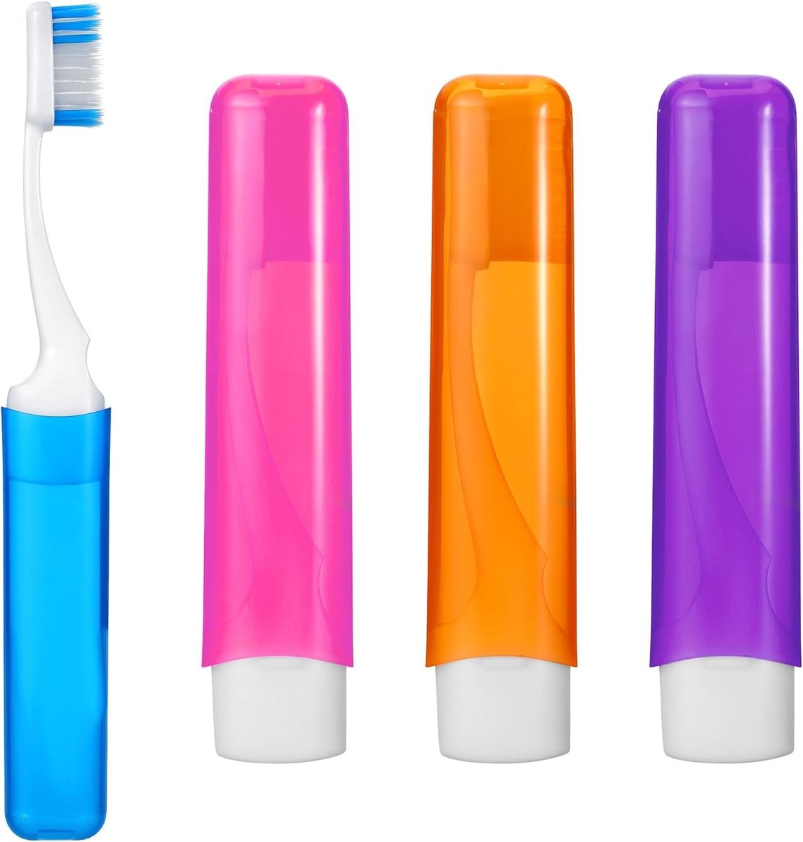 4 Stuks Opvouwbare Reisetandenborstel - Zachte Tandenborstel voor Volwassenen en Kinderen - Ideaal voor Kamperen en Zakenreizen (Blauw, Roze, Paars)