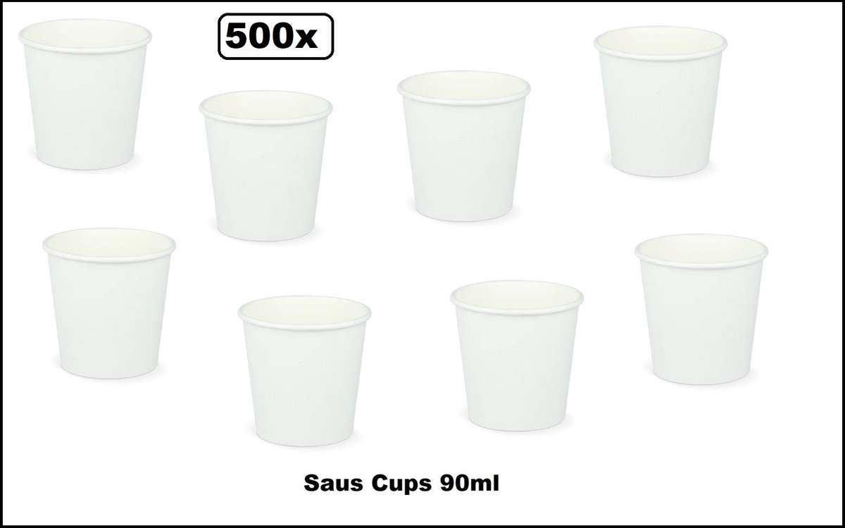 500x BIO Saus cups 90ml wit - karton - ketchup pindasaus mayonaise cocktail tapas amuse zaden poeder kruiden cup festival diner thema feest snack