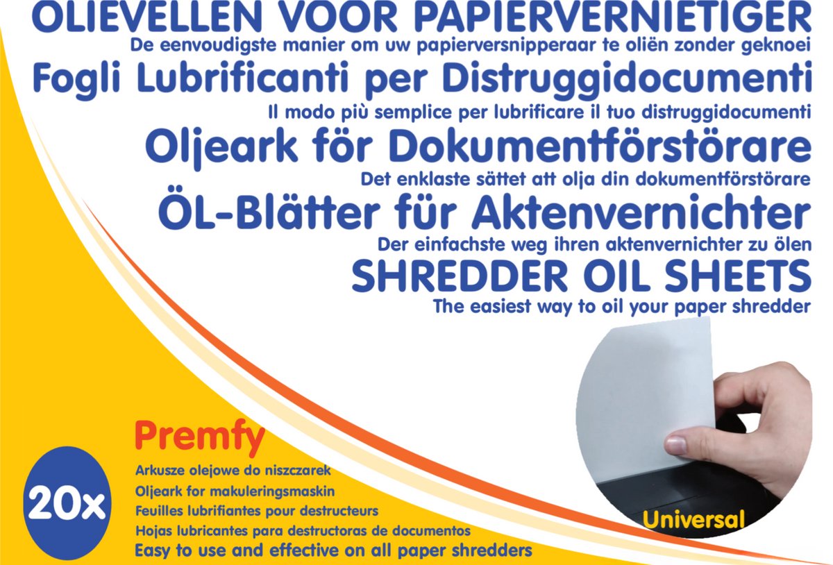 Bol.com Premfy Olievellen voor papierversnipperaar 20 stuks - Voordeelverpakking - Olievellen papiervernietiger - Olie papierver... aanbieding