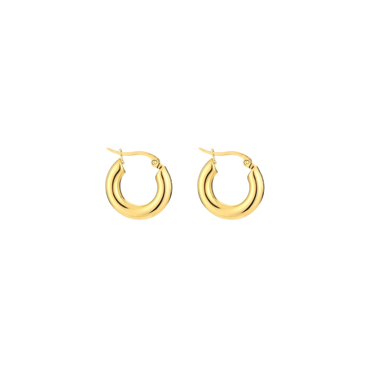 Stainless Steel Chunky Mini Statement Hoops 20MM – Luxe Brede Mini Oorringen – RVS - goud