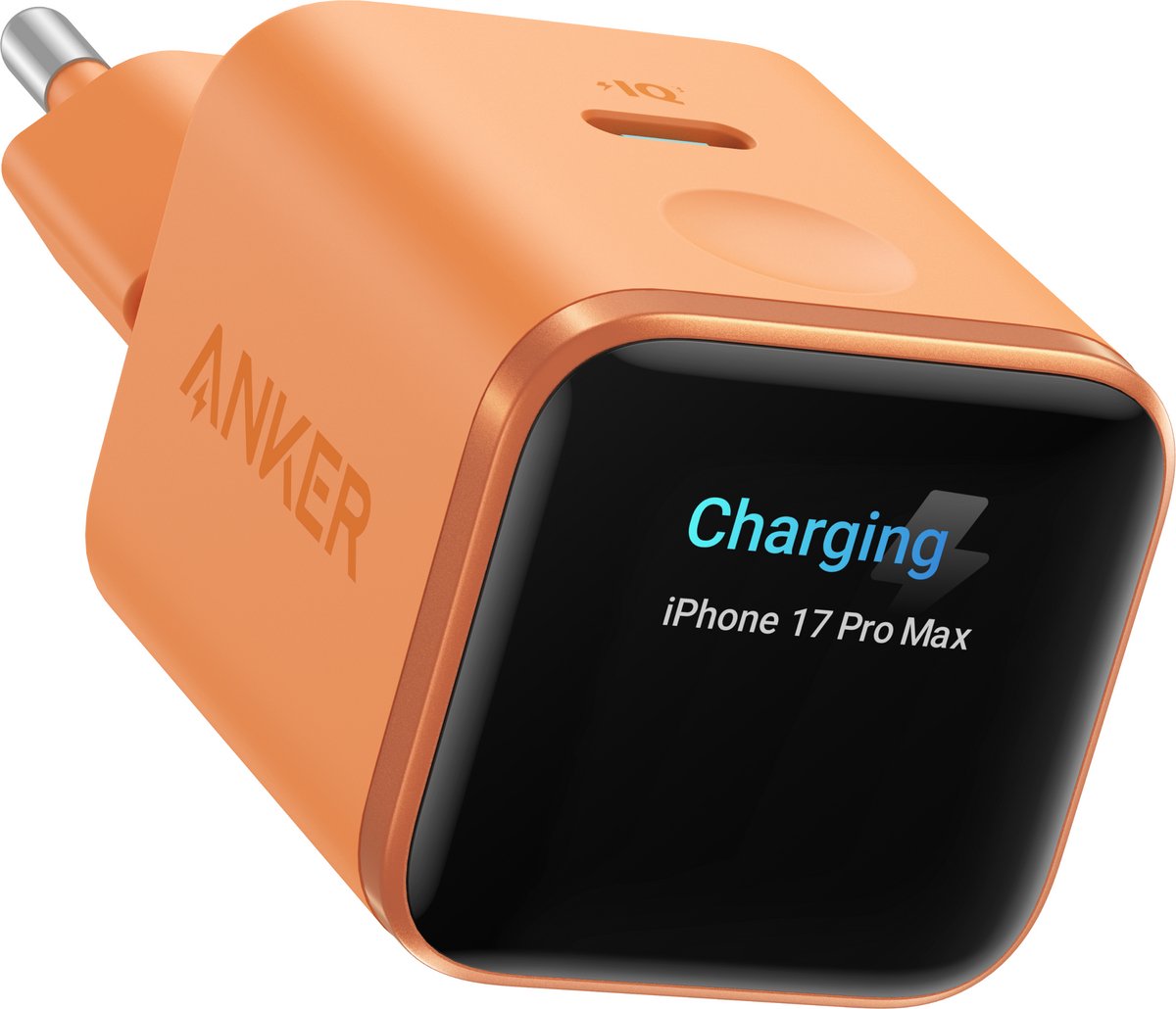 Anker Nano 45W USB-C snellader met Smart Display - Intelligente oplader met realtime scherm - IPhone-herkenning en batterijbescherming