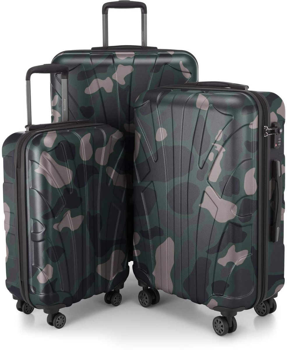 SnelShoppen - 3-delige Kofferset Harde Schaal ABS Handbagage 55 cm, Middel 66 cm, Groot 76 cm, Uitbreidbaar met TSA Slot, 4 Dubbele Wielen, Telescopis