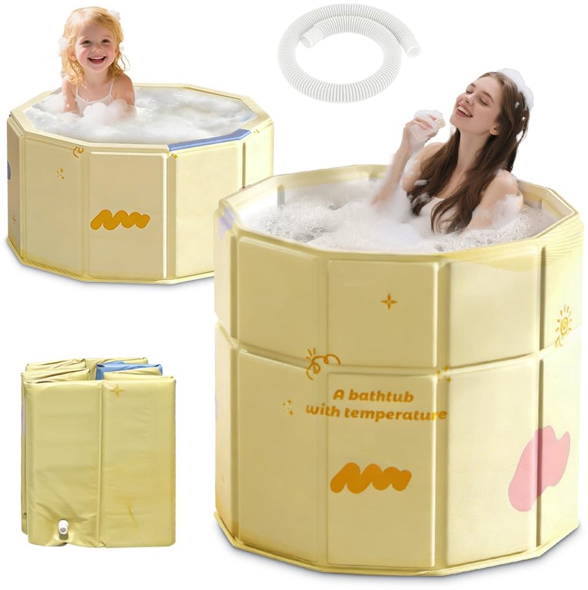 SnelShoppen - Opvouwbare Badkuip 70x70-40 cm - Inklapbaar Design - Draagbaar IJsbad voor Volwassenen - Ideaal voor Douche, Spa, Outdoor, Sporters