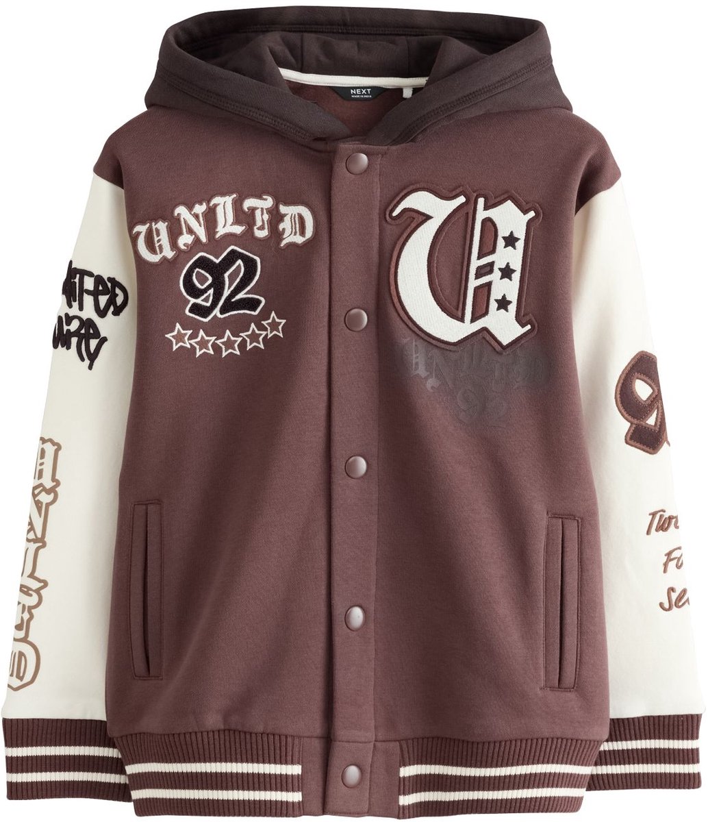 Next - Jongens - Bomberjack met grafische print - Bruin