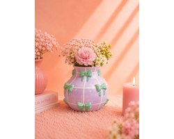 Strikjes Bloemenvaas | Viva Femme | Vaas | Decoratie | Cadeau | Wonen | Bloemen | Liefde | Lila met mintgroene strikjes | Pastelkleur | Moederdag