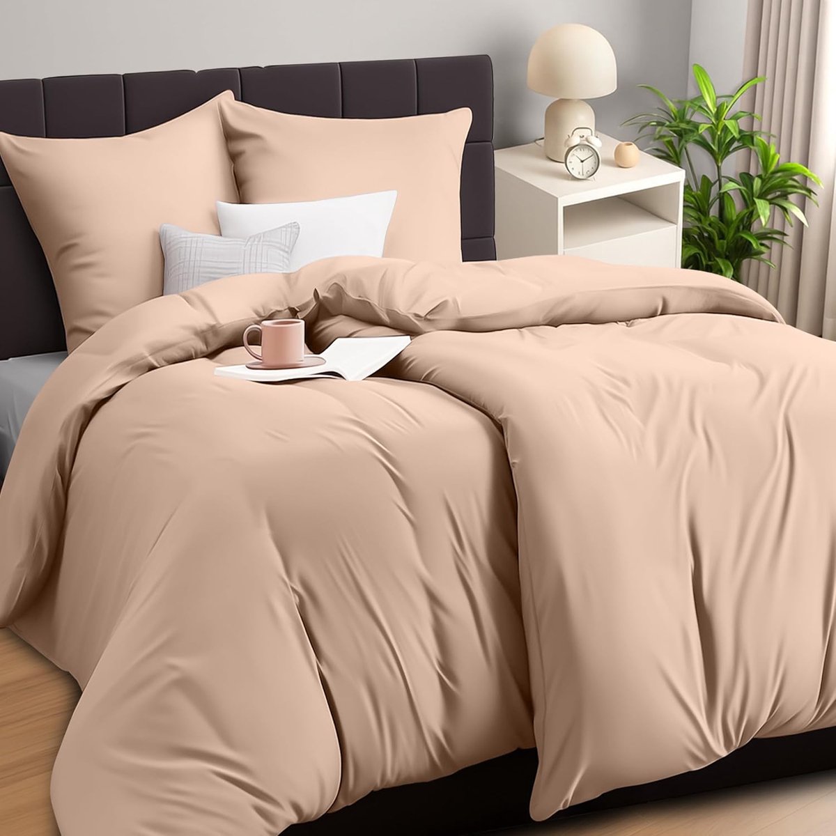 SnelShoppen - Duvet Cover Set - 2 Duvet Covers 135x200cm met 2 Kussenslopen 80x80cm - Zacht Microfiber - Grijs - Voor Elke Slaapkamer - Duurzaam en Ma