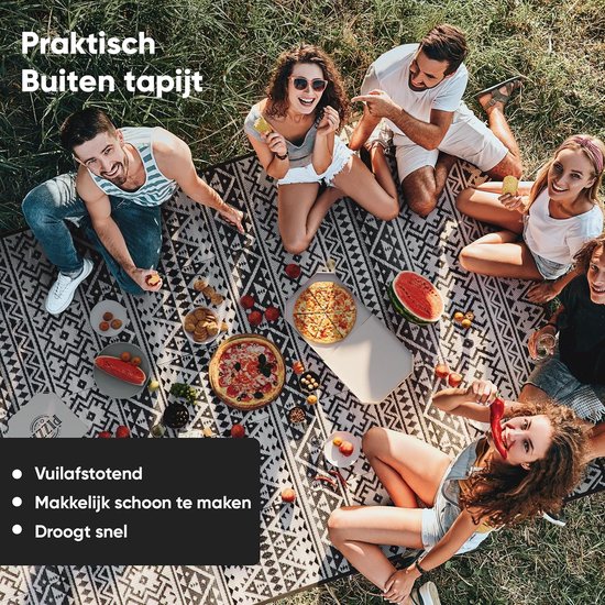 Buitenkleed - Picknickkleed Terraskleed - Kamperen en Terras - Weerbestendig Lichtgewicht - 270x300 cm - Zwart — afbeelding 5