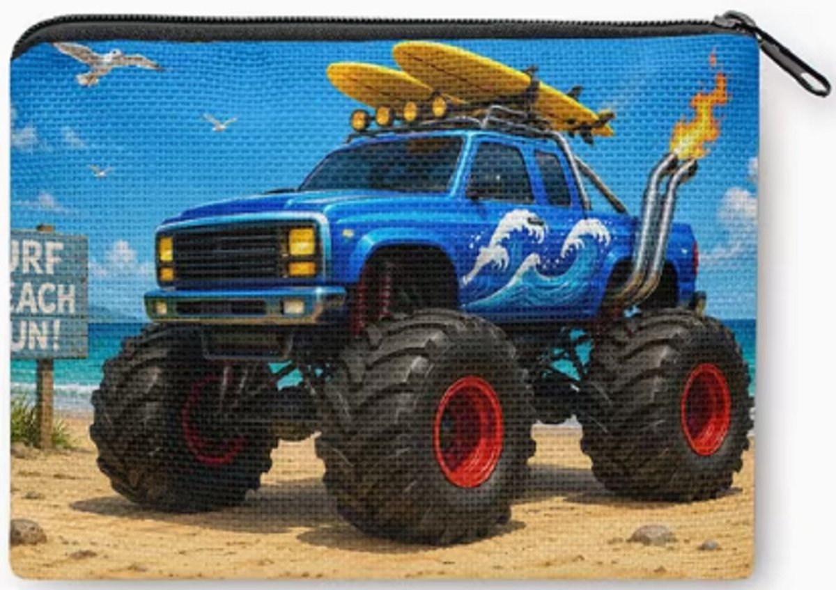 Gemakkelijk om erbij te hebben, dit handige rits portemonneetje 10x14cm. Een mooie afbeelding van een tracktor op het strand en vogels in de lucht. Erg leuk om voor jezelf te kopen of om cadeau te geven. Ook leuk bij Sinterklaas, Kerst of vakantie.