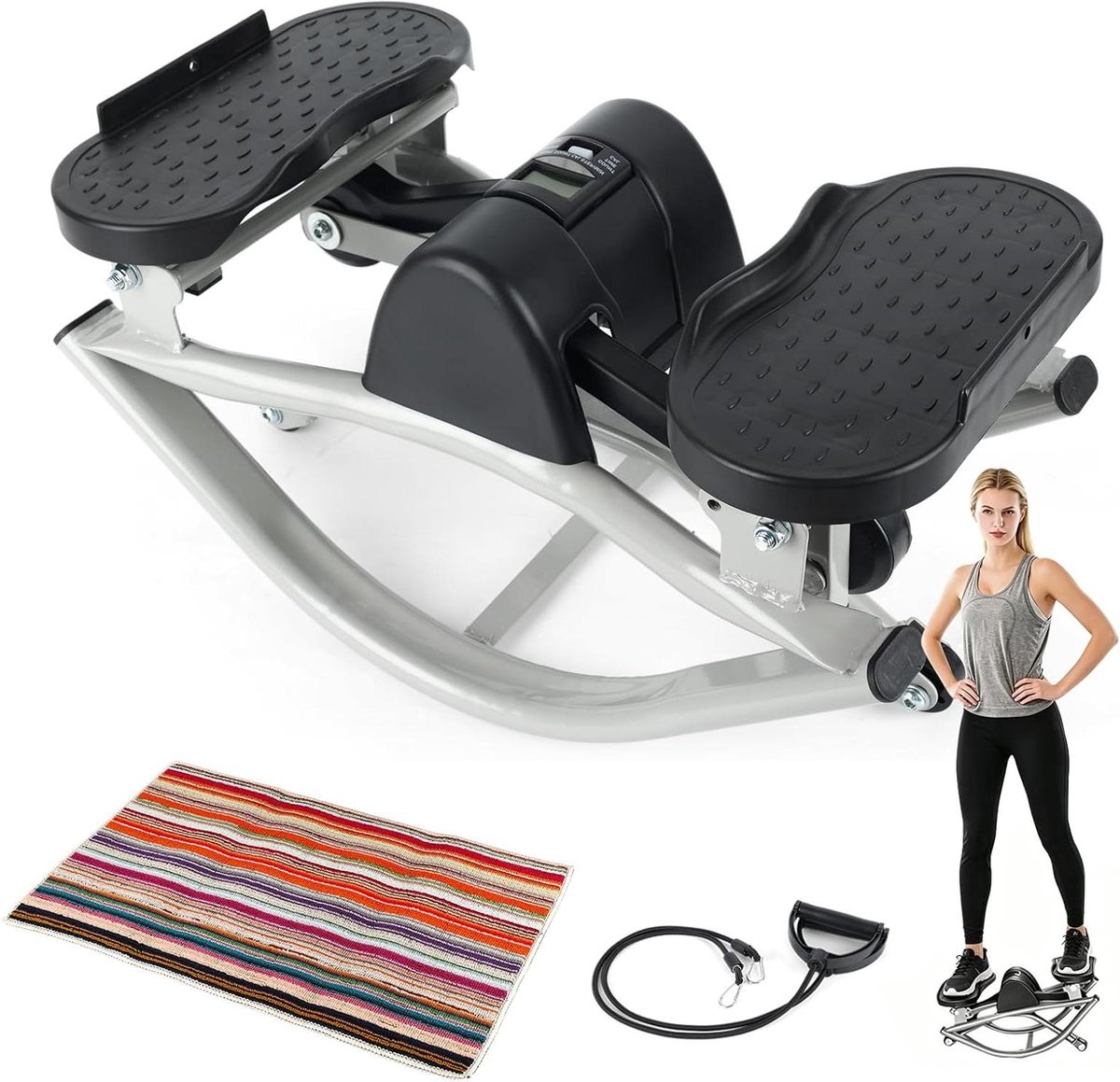 Stepper Machine - Thuis Fitness - Cardio Training - Stil en Antislip - 6 kg Gewicht - Zwart