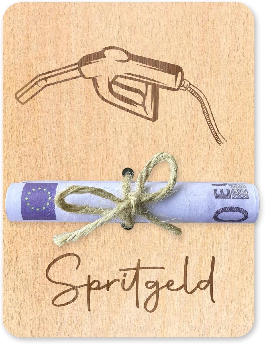 Houten geldcadeaubox van 12 x 9 cm, perfect voor verjaardagen, reizen en speciale gelegenheden, met wensvulling en cadeaukaart opties