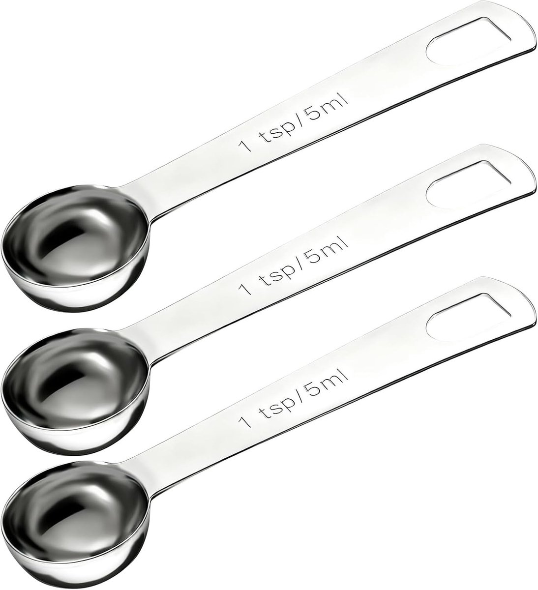 Set van 3 maatlepels voor nauwkeurig meten, 5ml roestvrijstalen lepels voor koken en bakken, ideaal voor kruiden en ingrediënten
