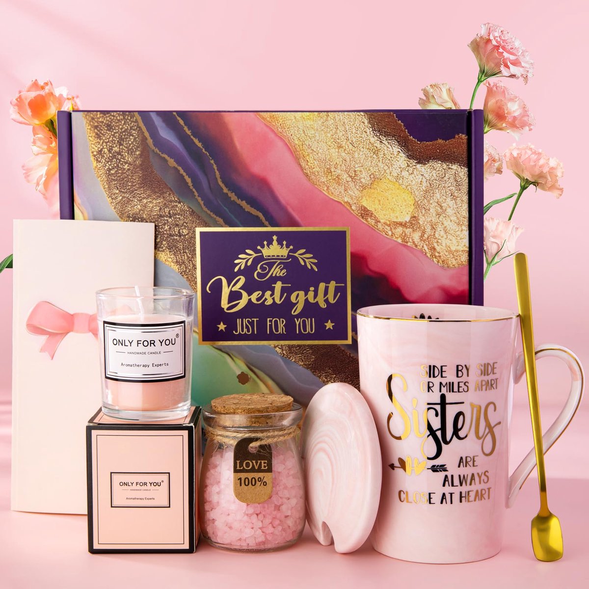 SnelShoppen - Zuster Verjaardagscadeaus van Broer, Luxe Verwennen Mand, Ontspannen Spa Bad Set, Perfecte Cadeaus voor Vrouw, Grote en Kleine Geschenke