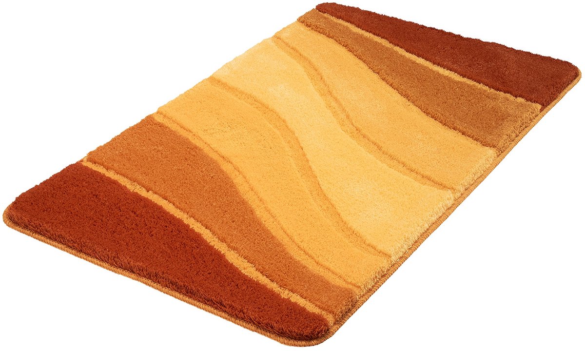 SnelShoppen - Badmat Ocean 80x150 cm Saffraan, Luxe Golfvormig Design, Absorberend, Modern voor Badkamer, Comfortabel en Stijlvol